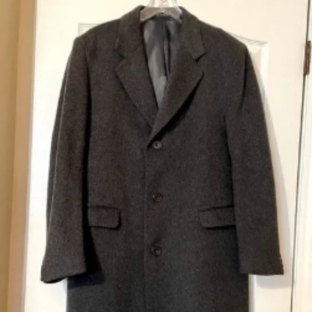 Kuppenheimer England Cashmere Blend Long Overcoat Top Coat Charcoal Gray Size L